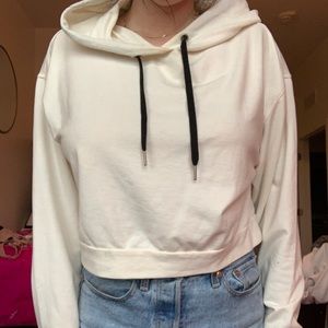 white cropped hoodie